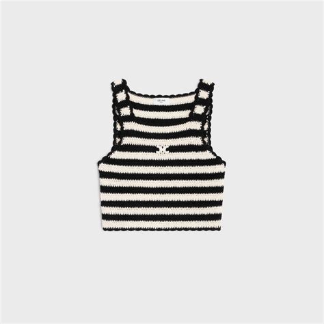 celine stripe crop top|TRIOMPHE STRIPED CROP TOP IN CROCHETED COTTON.